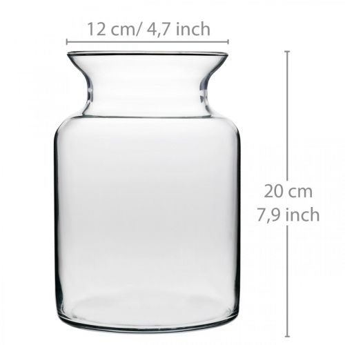 Product Glass flower vase wide clear Ø12cm H20cm