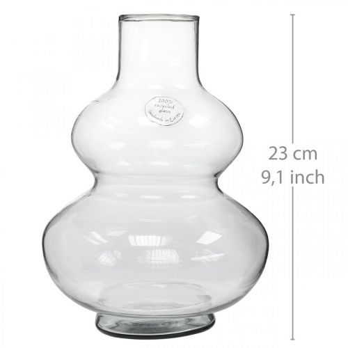 Product Glass vase round flower vase decorative vase clear glass Ø16cm H23cm