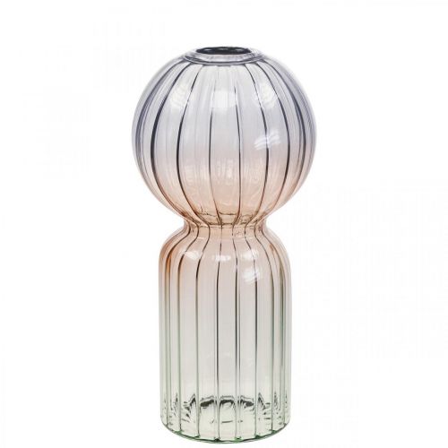 Product Glass Vase Deco Vase Blue Brown Clear Mini Vase Ø8cm H17cm