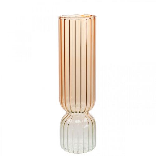 Floristik24 Glass Vase Decorative Vase Brown Clear Mini Vase Ø5cm H18cm