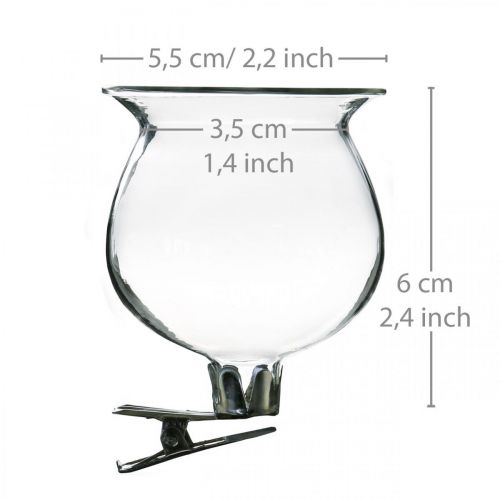 Floristik24 Glass vase bell with clip clear Ø5.5cm H6cm 4pcs
