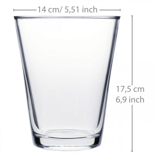 Product Glass Vase Conical Clear Ø14cm H17.5cm