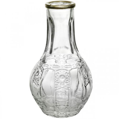 Glass vase crystal look, flower vase with gold rim Ø6.5cm H11.5cm
