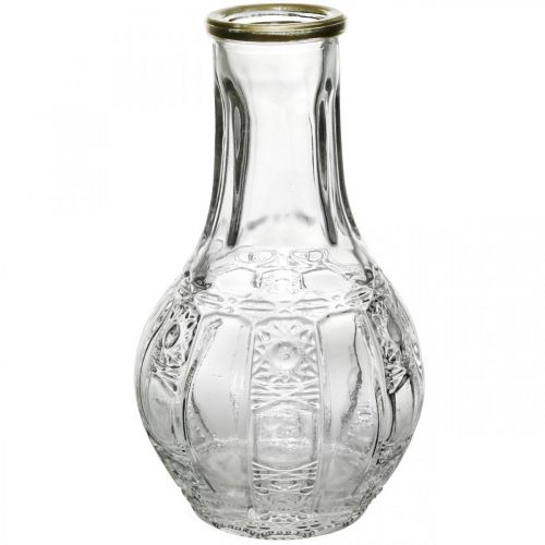 Floristik24 Glass vase crystal look, flower vase with gold rim Ø6.5cm H11.5cm