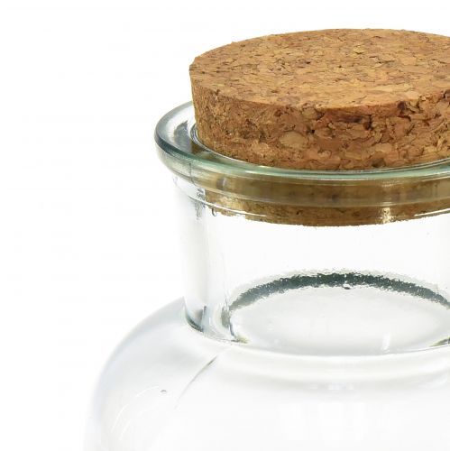 Floristik24 Glass vase retro apothecary glass with cork Ø8.5cm H17cm