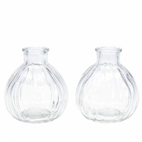 Floristik24 Decorative glass vase with grooves Ø6.8cm H7.7cm 6 pieces