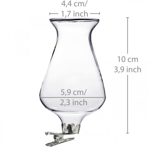 Product Glass vase tulip with clip Ø5.9cm H11cm clear 4pcs
