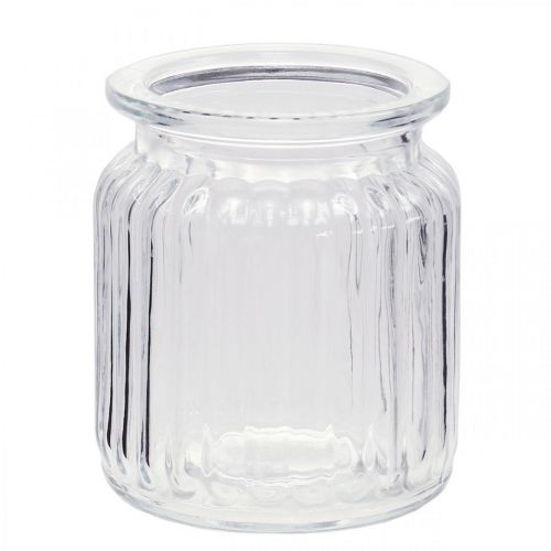 Floristik24 Ribbed glass vase Ø7.5cm H9cm