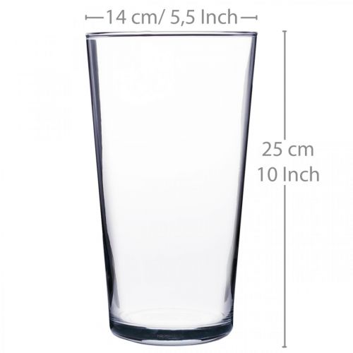 Product Glass vase conical clear Ø14cm H25cm
