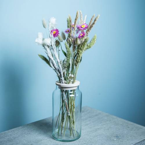 Product Glass vase with lid, decorative vase, perforated lid, arrange flowers