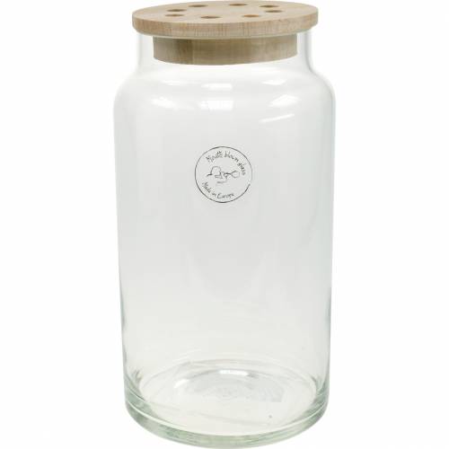 Glass vase with lid, decorative vase, perforated lid, arrange flowers