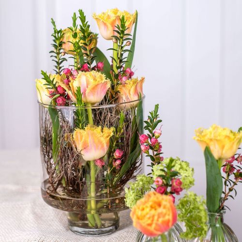 Floristik24 Glass vase with foot flower vase glass decoration vintage H15cm Ø11cm
