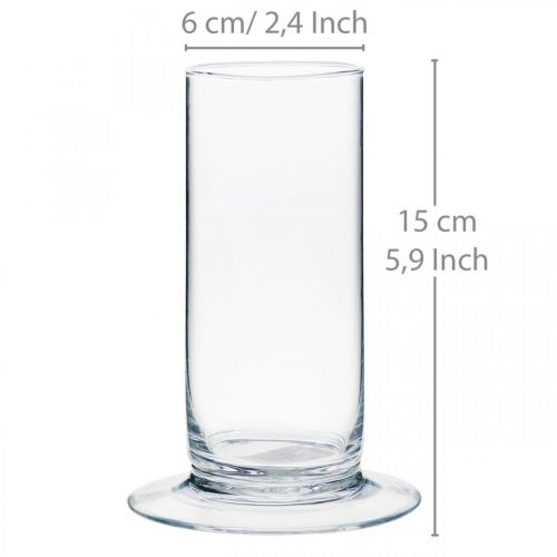 Product Glass vase with foot Clear Ø6cm H15cm