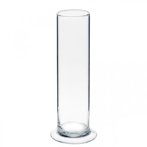 Glass vase with foot Clear Ø6cm H25cm