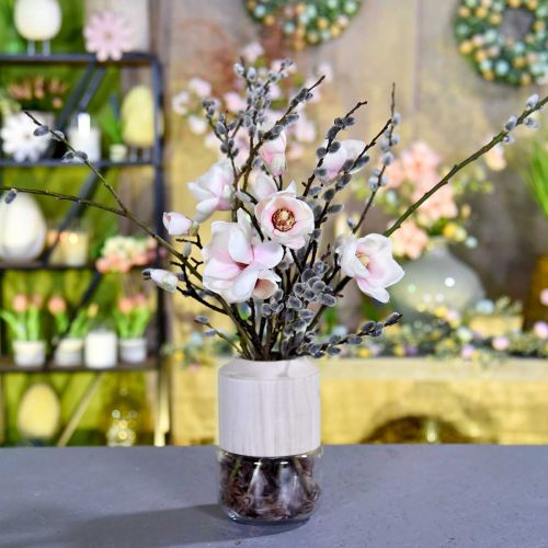 Product Glass vase with wooden decorative vase for dry floristry H20cm