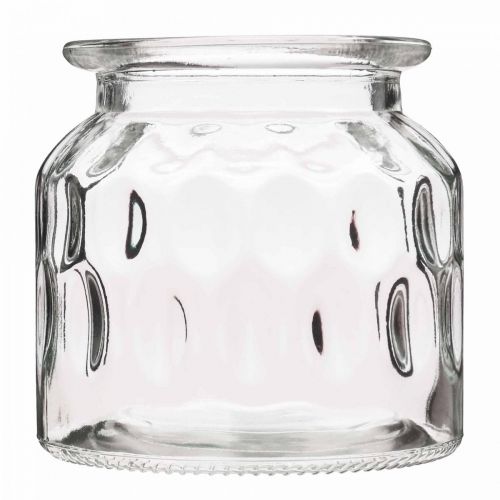 Floristik24 Glass vase with pattern, lantern clear glass H11cm Ø11cm