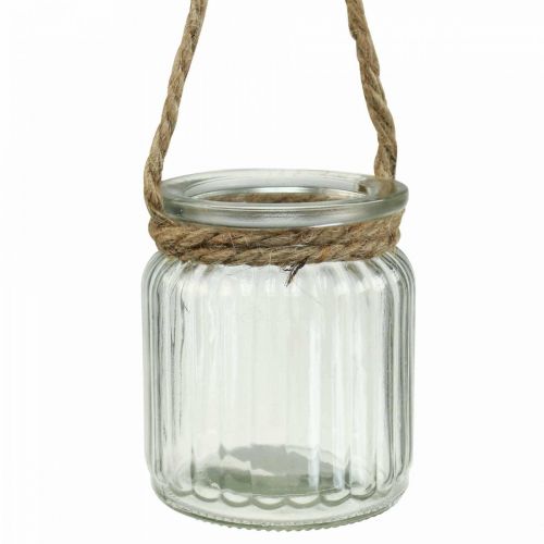 Floristik24 Glass vase for hanging lantern glass rope Ø8cm H9cm