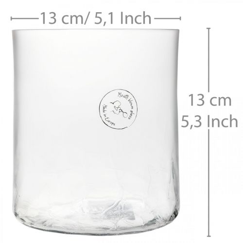 Product Cylindrical glass vase Crackle clear, satined Ø13cm H13.5cm