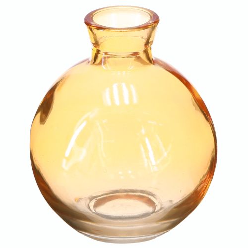 Glass vases bulbous mini decorative vases orange Ø7.5cm H9cm 6 pcs