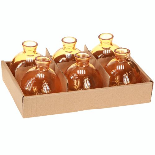 Product Glass vases bulbous mini decorative vases orange Ø7.5cm H9cm 6 pcs
