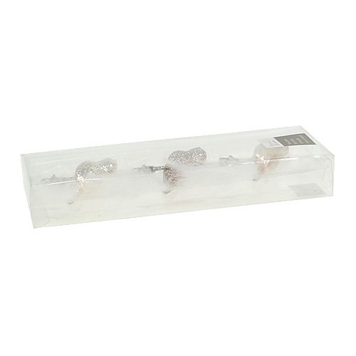 Floristik24 Glass bird on clip cream 7.5cm 3pcs