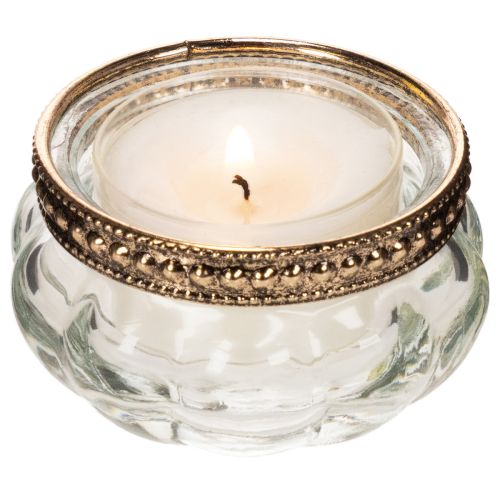 Set of 4 Clear Glass Tealight