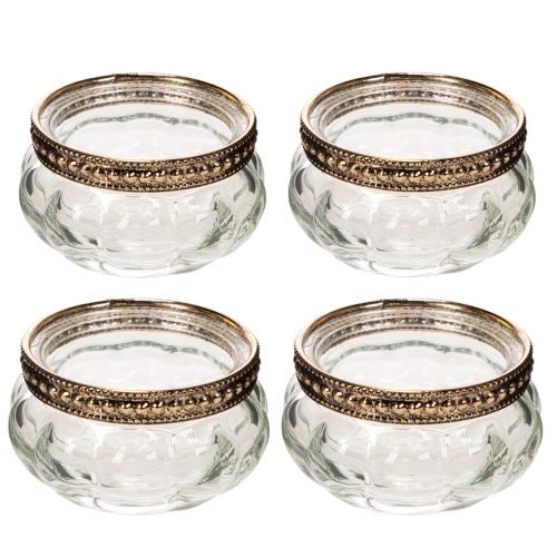 Set of 4 Clear Glass Tealight