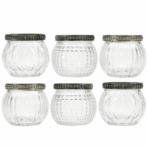 Floristik24 Glass lantern Ø6.5cm H5.5cm 6pcs