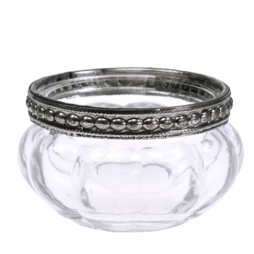 Floristik24 Antique tealight glass with metal rim Ø6cm H3.5cm