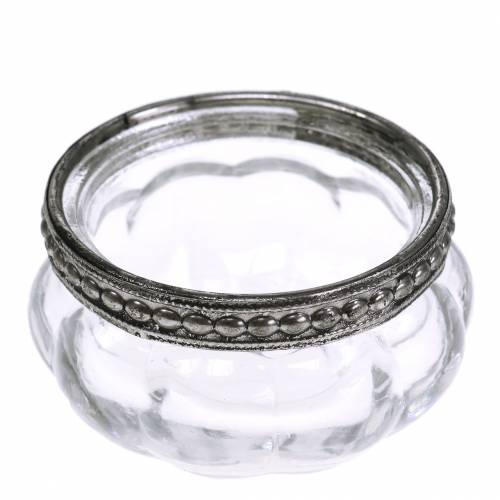 Floristik24 Antique tealight glass with metal rim Ø6cm H3.5cm