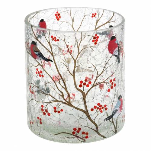 Lantern Bullfinch Crackle Clear Ø9cm H10cm
