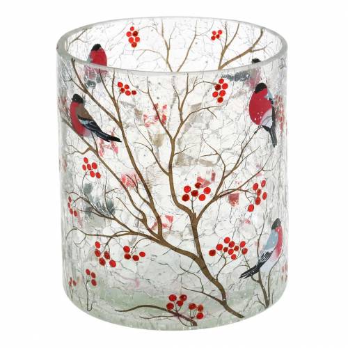 Floristik24 Lantern Bullfinch Crackle Clear Ø9cm H10cm