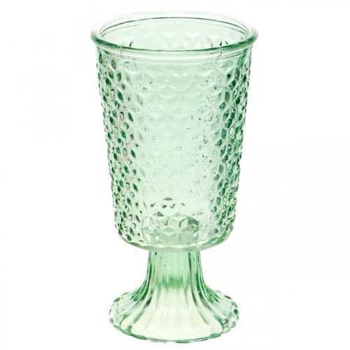 Glass lantern, cup with base, glass vessel Ø10cm H18.5cm