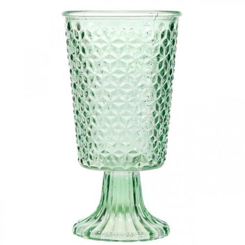 Floristik24 Glass lantern, cup with base, glass vessel Ø10cm H18.5cm
