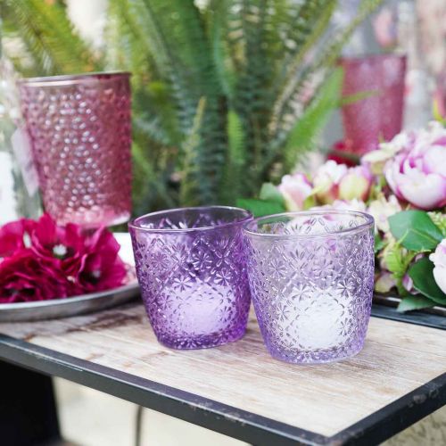 Product Glass lantern purple Ø9cm H9cm 2pcs