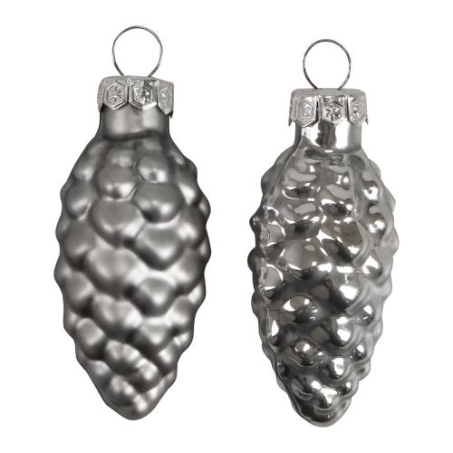 Floristik24 Christmas cones glass cones glass decoration silver H6.5cm 10 pcs