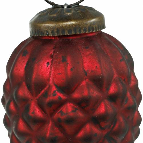 Floristik24 Tree decorations cones red real glass 6cm 3pcs