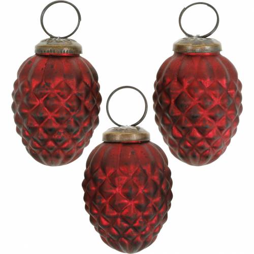 Floristik24 Tree decorations cones red real glass 6cm 3pcs