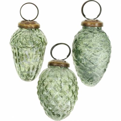 Floristik24 Tree decorations autumn fruits transparent, green real glass 6.5cm 3pcs