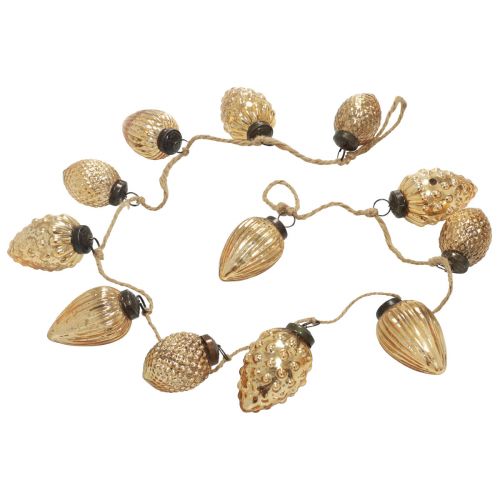 Floristik24 Glass cone garland hanging decoration Christmas gold 120cm