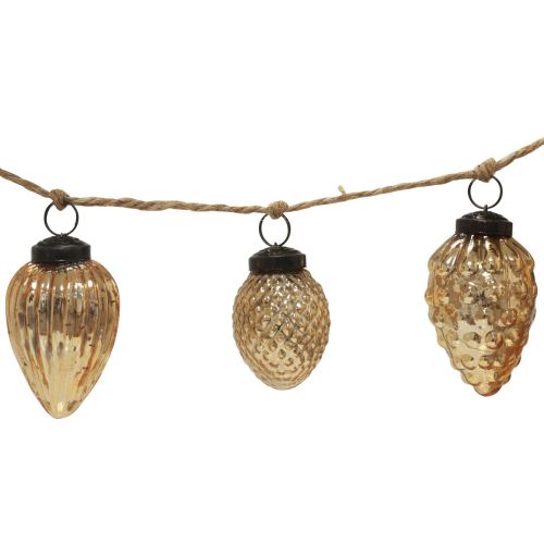 Product Glass cone garland hanging decoration Christmas gold 120cm