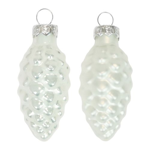 Floristik24 Glass cones Christmas decorations glass white Ø2.5cm 6cm 10pcs