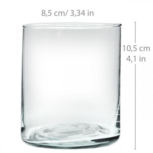 Product Round glass vase, clear glass cylinder Ø9cm H10.5cm