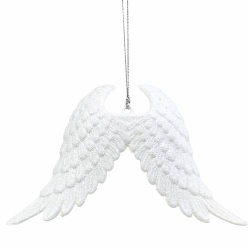 Floristik24 Christmas tree decorations angel wings glitter white 16cm 12pcs