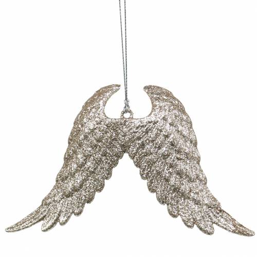 Floristik24 Christmas tree decorations angel wings glitter champagne 16cm 12pcs