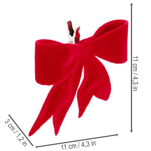Red Decorative Bows with Clip – Set of 4 (11 cm) for Christmas Decorations | Floristik24.co.uk