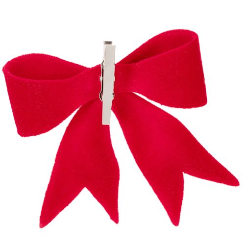 Red Decorative Bows with Clip – Set of 4 (11 cm) for Christmas Decorations | Floristik24.co.uk