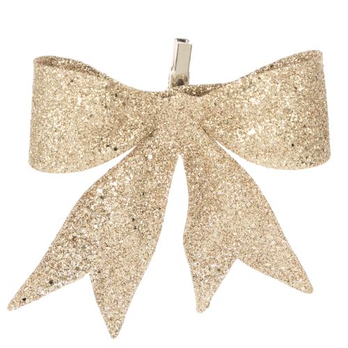 Glitter Gold Decorative Bows with Clip 11cm - Set of 4 buy online | Floristik24.co.uk