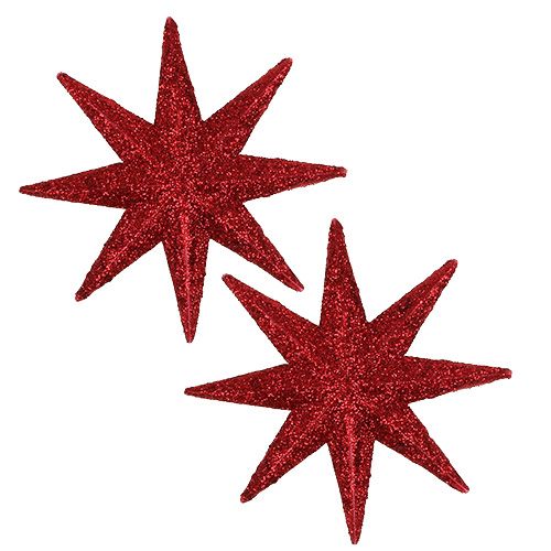 Floristik24 Glitter star red Ø10cm 12pcs