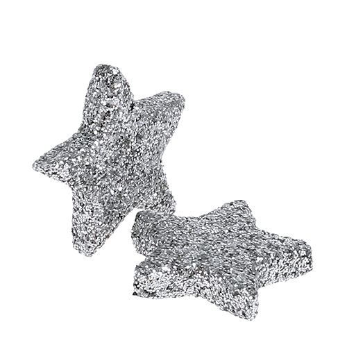 Floristik24 Glitter star silver Ø2.5cm 96 pcs